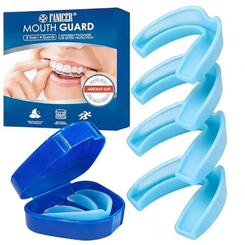 4 Piezas Férulas Descarga Bruxismo,Férula Dental Transparente para Dormir,Prevenir el Bruxismo, Dispositivos Anti Ronquidos para Detener Los Ronquidos, Reduce Ronquido, Unisex Adultos,Blau