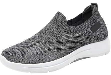 Generiska sneakers herr slip-skor i mesh andas halkfria fritidsskor dämpade lätta bekväma promenadskor tygskor halvskor sommarskor trekkingskor utomhusskor, Mörkgrå, 41 EU
