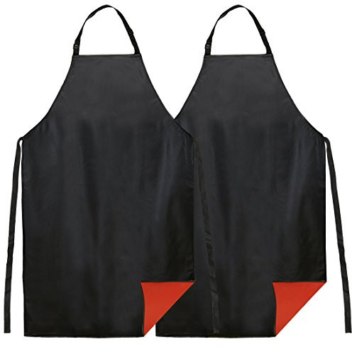 kilofly 2pc Vinyl Extra Long 43 Adjustable Waist Neck Ties Waterproof Apron