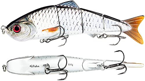 FISHINGGHOST Gäddsbeten swimminggodis, 2,9 oz, 7,9 tum, badbete beten / Musky fiskedrag för fiske efter rovdjur fisk som musky, havskatt, gös och torsk SILVER ROACH