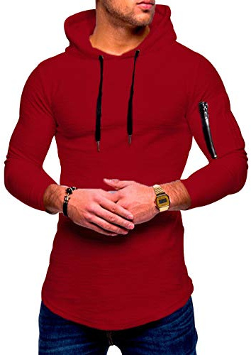 Sudaderas con Capucha Hombre Deportivas Sudadera Hoodie Larga Basicas Oversize Hoodies Sudaderas con Gorro Lisas Largas Casual Chico Invierno Chandal Jersey Ajustadas con Capucha Caballero Vino Rojo M