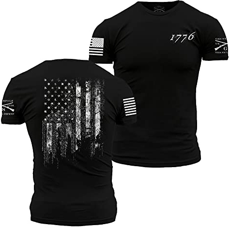 Grunt Style American 1776 Flag Men's Graphic Tee (Black, 2X-Large)