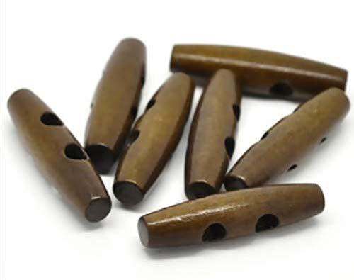 16 Holzknöpfe, Knebelknöpfe Oval 5,0 x 1,3 cm dunkelbraun 2 Löcher länglich - braun - Jackenknöpfe Mantelknöpfe zum basteln und aufnähen - scrapbooking 2-Loch-Knöpfe Holzknöpfe