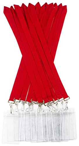 YOYOGO 12 Pack Cruise Lanyard with Waterproof ID Card Holder, Colorful Solid Color Durable Lanyard with Badge ID Holder for Badge Card and Carnival Sail (Red)