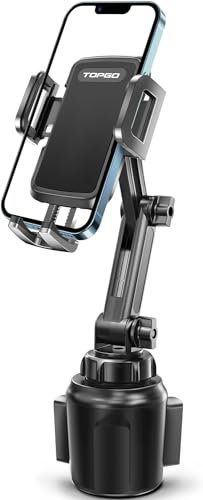 TOPGO Getränkehalter, Handyhalterung, kein Schütteln, stabile und verstellbare Stange, Auto-Getränkehalter, Handyhalterung für iPhone 16, Samsung und mehr Smartphones (schwarz)