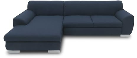 DOMO. collection Sofá esquinero Nika con función de Dormir en Forma de L, Juego de Esquinas, Moderno Acolchado, sofá esquinero, sofá Cama, 277 x 156 x 78 cm, Azul Oscuro