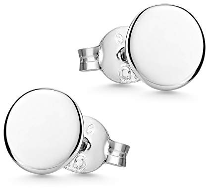 Materia Herren Ohrstecker Silber 925 rund flach Plättchen Ohrringe Männer SO-438-5mm