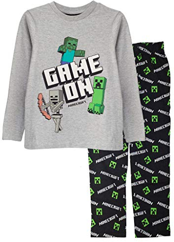 Minecraft Creeper Pyjama pour garçon | Game on PJ, âge 4-15 Ans, Noir, Produit Officiel, Noir, 9-10 Years