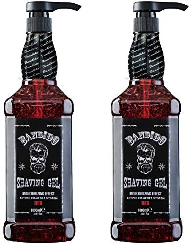 Bandido Shaving Gel Men RED 2er-Set (2 x 1000ml) Rasiergel blau transparent Männer Rasur Herren nicht-schäumend präzise Rasur der Bartkonturen mit jeder Rasierklinge Herren verwendbar (Red 2 x 1000ml)