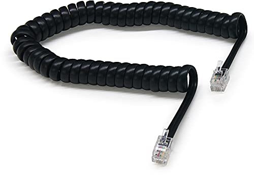 Waytex 39105 Cordon pour Combiné de Téléphone Extensible en Spirale Câble Plat RJ9 35 cm à 2 m