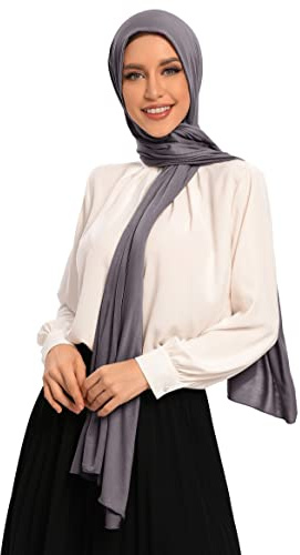 Txmout Premium Jersey Hijab Scarfs for Women Soft Stretchy Non Slip Muslim Scarf Long Breathable Head Wrap (Dark grey)