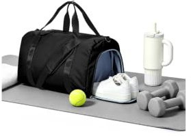 HYC00 Borsone Palestra Uomo Donna Borsone Sportivo, Leggera Borsa da Palestra con Tasca Bagnata e Scomparto per Scarpe Borsones da Viaggio Impermeabile Duffel Bag Weekend Nuoto Yoga,Nero