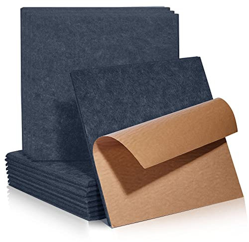 Lot de 12 plaques acoustiques carrées auto-adhésives - Absorbeurs acoustiques - Haute densité - Pour mur, plafond, bois et porte - Panneau acoustique - Plaque acoustique - 0,9 cm - Gris foncé