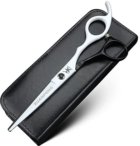 XUANFENG Forbici da taglio in acciaio 9CR18, 6 pollici, colore bianco e nero, adatte per famiglie o barbiere (forbici da taglio)