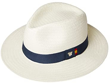 Españolitas Sombrero Bandera de España. Fabricación Nacional y Artesanal, confeccionado a Mano. Sombrero Hombre. Sombrero Mujer. (57, ala Media Crudo)