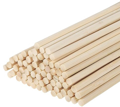 QUARKZMAN trästavar 50 cm (20 tum) rund spik stång trästavar 5 mm/0,2 tum bambupinne för konst hantverk foto stativ rekvisita hantverk byggnad modell 50 pack