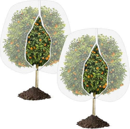 2 Pack 1.8 * 1.8M Insect Barrier Netting with Drawstring Garden Fine Mesh Bug Vegetable Netting Plant Cover for Protect Plant Flower Fruits from Butterfly Bird Eating
