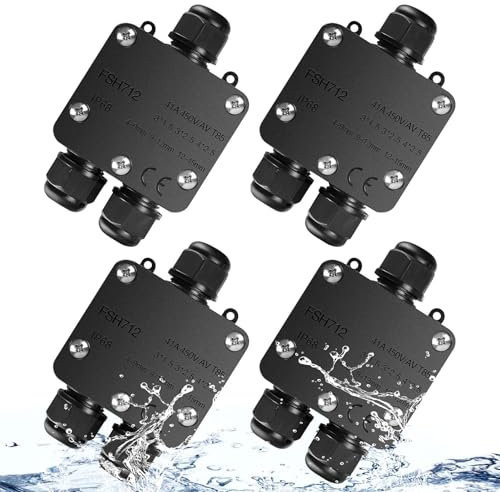 Lot de 4 boîtes de dérivation 3 voies - Pour montage en saillie - Étanche IP68 - Pour pièces humides et extérieur - Boîte de jonction 329