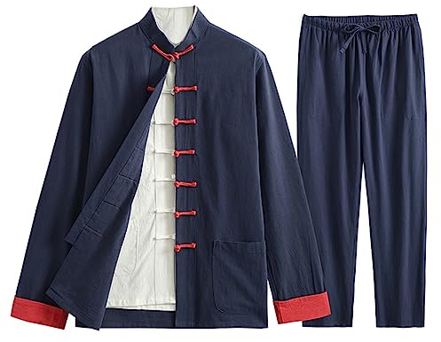 Uniformes de Kung Fu Costume Tang Hommes Vêtements Traditionnels Chinois, Y Compris Chemises, Pantalons, Vestes, Costume d'arts Martiaux Coton Lin Vêtements Tai Chi Uniforme de Méditation Zen