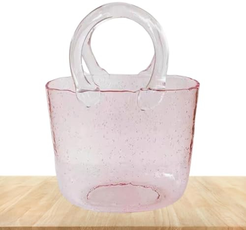 Jarrones Decorativos De Monedero para Flores | Jarrón CRI-stal Transparente para Flores, Jarrón Flores con Forma Bolso Único con Asa, Florero CRI-stal para Arreglos Florales para Oficina Jardín Boda