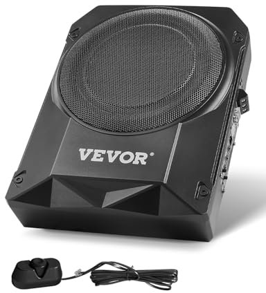 VEVOR Subwoofer per Auto Sotto Sedile, Subwoofer Auto Sottile Sistema a Basso Profilo, Audio a Basso Profilo Amplificatore Integrato, Ingresso Livello Alto Basso Regolatore del Volume, 254 mm e 400 W