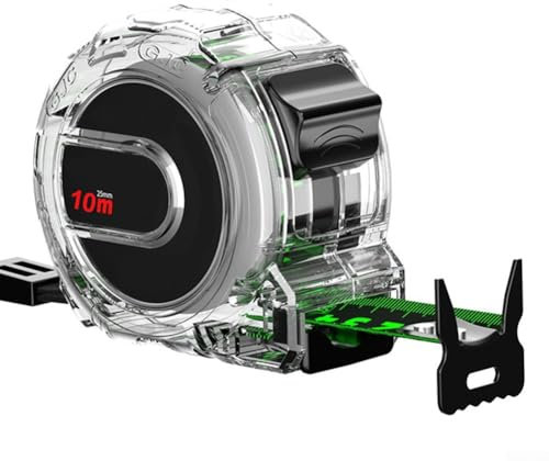 HpLive Metro a nastro in acciaio inox fluorescente, 10 x 25 m, metro a nastro retrattile, impermeabile, per costruzione, casa, progetti fai da te