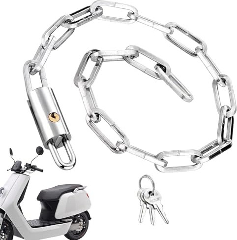 Motorrad-Kettenschloss, Fahrradschlosskette | Diebstahlsicheres Fahrradschloss, Kettenschloss aus Stahl mit Schlüssel | Dicke Sicherheitskette, extra langes Fahrradzubehör für Tore und Motorräder