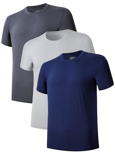COLORFULLEAF 3/5-Pack Mens Bamboo T-Shirt Undershirt Lightweight Short Sleeve Crew/V Neck Tshirt Multipack S,M,L,XL,XXL