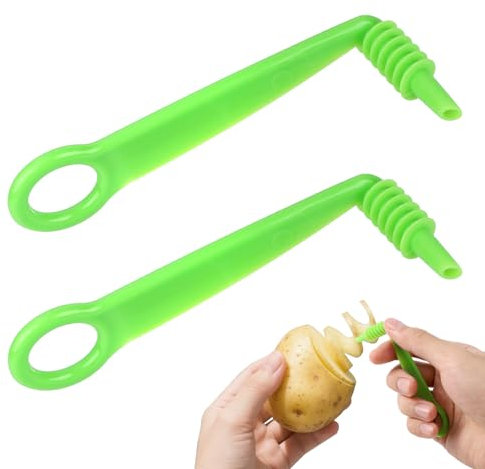 Gosknor 2uds Cortador en Espiral, Cortador Manual con Cortar para Pepino Zanahoria papa Verdura Fruta Cuchillo Accesorios de Corte Manual para Cocina (Verde)