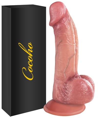 Dildo Consolador para Mujer Hombre 19.5cm Juguetes Eróticos para Pareja Sexuales Consoladores Penes Realistas Dildos Sexo Dildo Plug Anal Juguetes Sexuales Mujer Hombre Pene Realista con Piel Sex Toys