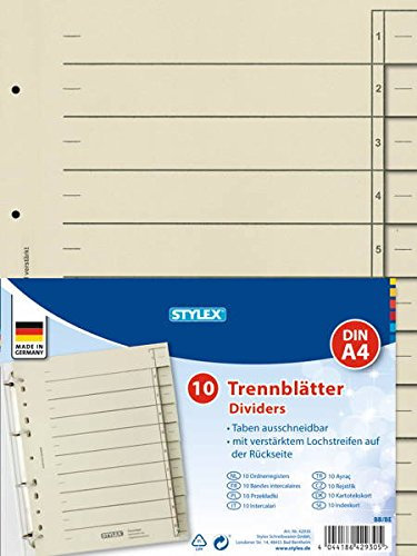 10 Trennblätter DIN A4 hellchamois