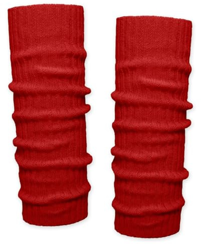 Soul-Cats Grobstrick Bein Stulpen unifarben Beinwärmer Leg Warmers Beinlinge für Herbst Winter Sport, Farbe: rot