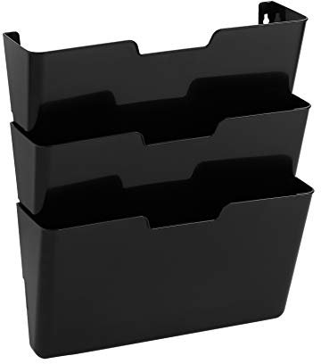 Amazon Basics Wandablagefächer, hängend, 3-stufig, 33 x 38 cm, Schwarz, 3 Stück, Transparent, US Buchstabengröße