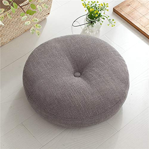 Rond Coussin de Sol épais en Lin épais de Style Japonais Tatami Coussin pour Chaise de Balcon de Canapé de Plancher de Patio Coussins,Gris,60x60cm
