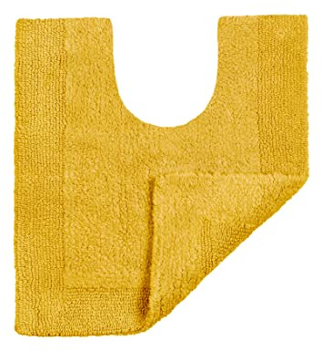 Allure Heavyweight Reversible Pedestal Toilet Mat, 100% Cotton, Super Soft, Washable, Large Size 55cm x 55cm (Mustard)