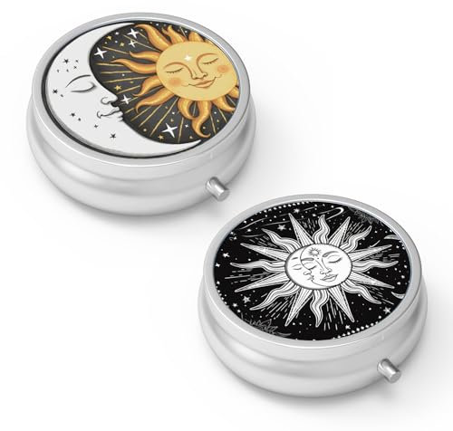 Pillendose mit 3 Fächern, tragbare Pillendose für die Tasche oder Geldbörse, Pillendose, dekoratives Metall, Medizin, Vitamin-Organizer, einzigartiges Geschenk (2 Stück)