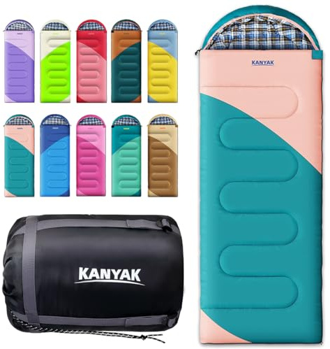 KANYAK Saco de Dormir de Camping, Saco de Dormir de -0.0 °C para Adultos, niños, Adolescentes, Clima frío, cálido, Saco de Dormir de Invierno para Campamento de 3 a 4 Estaciones, Equipo de Camping,