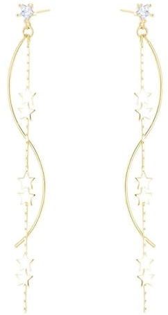 SLUYNZ 925 Sterling Silber Stern Ohrringe Kette für Frauen Damen - Baumeln Tropfen Lange Hängend
