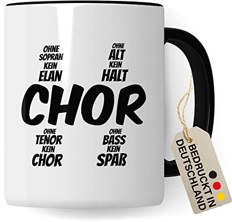 Chor Tasse Geschenkidee Sopran Alt Tenor Bass Kaffeetasse Geschenk für Sänger Sängerin Kaffeebecher Chorprobe Becher (Weiß & Schwarz)