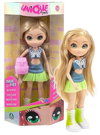 Giochi Preziosi, Unique Eyes Bambola Fashion Doll Amy, Bambola Bambina dai 3 Anni, le Uniche Bambole che ti Seguono con lo Sguardo, Accessori Moda e Zainetto Colorato