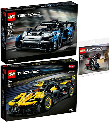 Lego Technic 42151 Bugatti Bolide, 42123 McLaren Senna GTR & 30710