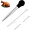 Jeringa de pavo para cocinar, inyector grande de carne de acero inoxidable, con cepillo de limpieza y 2 agujas de adobo, color negro