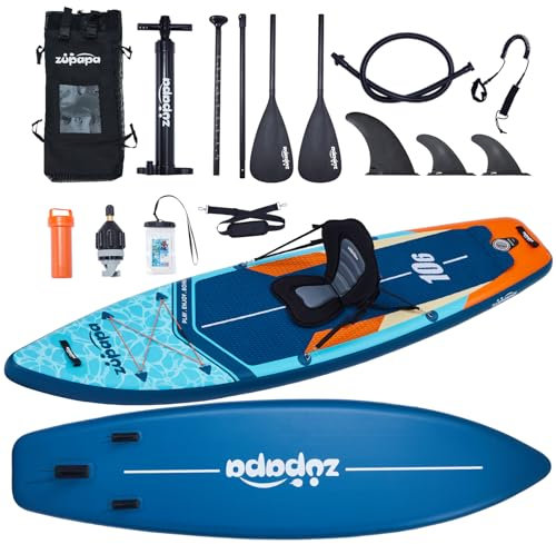 Zupapa 323cm Aufblasbare SUP Board Set| Stand Up Paddle Board mit Kajak Sitz | Komplettes Zubehör