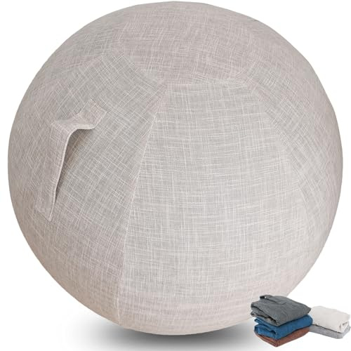 Sitting ball cover, 55cm 65cm 75cm exercise ball cover for sitting ball fitness ball, foldable sitting balls fabric cover - for fitness ball Pilates yoga ball/office ball balance ball ( Color : Off-wh