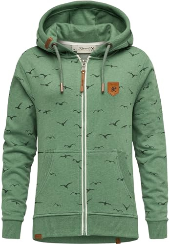 REPUBLIX Damen Sweatjacke Hoodie Sweatshirt Pullover Zipper Jacke RD-024 Grün Melange XS