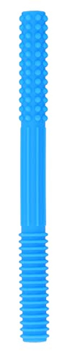 Tubo de dentición para masticar, hueco, flexible, color brillante, portátil, suave, con cepillo de limpieza para el hogar bebé (azul)