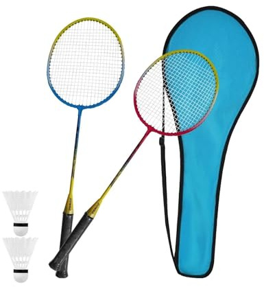 MantraRaj 2 Pcs Badminton Racket Set Set Includes 2 Rackets 2 Shuttlecocks And Carry Case Tempered Steel Single Piece Racquets Set Outdoor Garden Kids Adults Family Racket Outdoor Garden Game