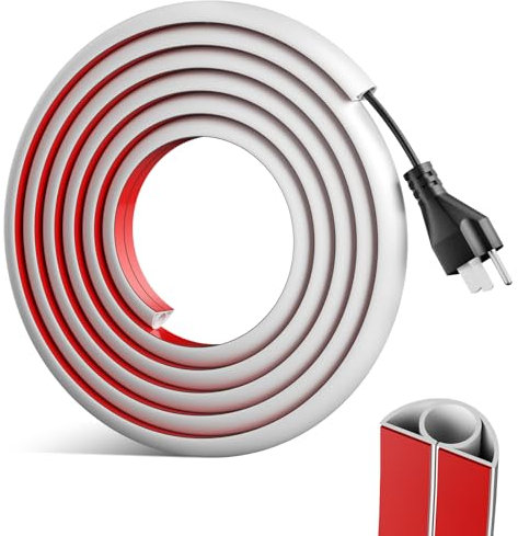 Kabelkanal Selbstklebend Boden Kabelbrücke PVC Flexibler Halbrunde Boden Kabelbrücke Selbstklebend Boden Kabelkanäle Kabelabdeckung Kabelschacht für alle Netzkabel Lager Haus Büro (Weiß 2Mx20mm)