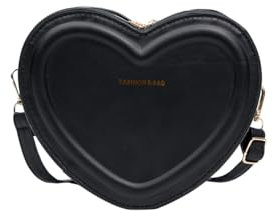 CRGANGZY Damen-Modetasche, weibliche Herztasche, Tragetaschen, PU-Leder, Handtasche (schwarz)