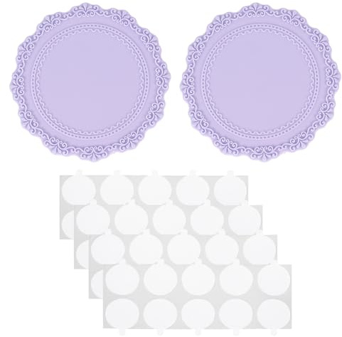 PATIKIL Pad in Silicone per Sigillo Cera, 2Pz Tamponi per Sigillo Cera con 40 Punti Adesivi Bifacciali, Piastra Supporto per Timbro, Ceralacca Fai da Te, Artigianato, Viola